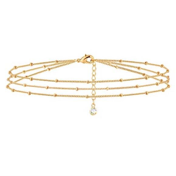 Jewelry - 14K Gold Plated Dainty Chain Bracelet Adjustable Minimalist Jewelry